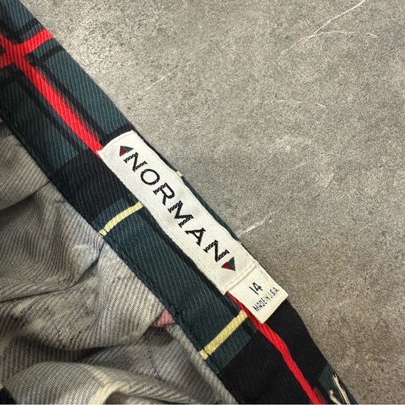 Norman vintage maxi skirt plaid equestrian green red black horse riding - Picture 8 of 11